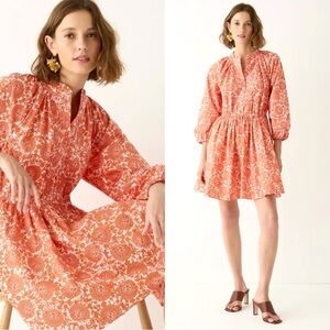 JCrew Ruffle-collar Mini Dress Poplin floral Bouquet